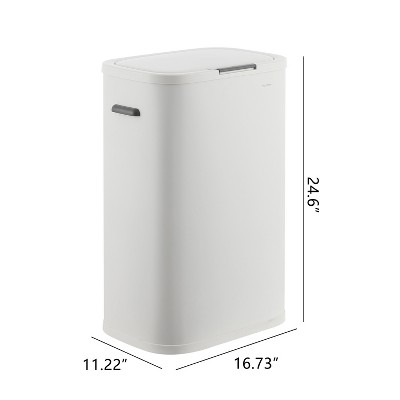 Tammi 14.5-Gallon Cotton White Metal Push Button Trash Can