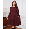 Coolmee Women's Maternity Long Lantern Sleeve Ribbed Knit Dresses Crew Neck Casual Fall Winter Flowy Swing Tunic Sweater Midi Dress - 3 of 4