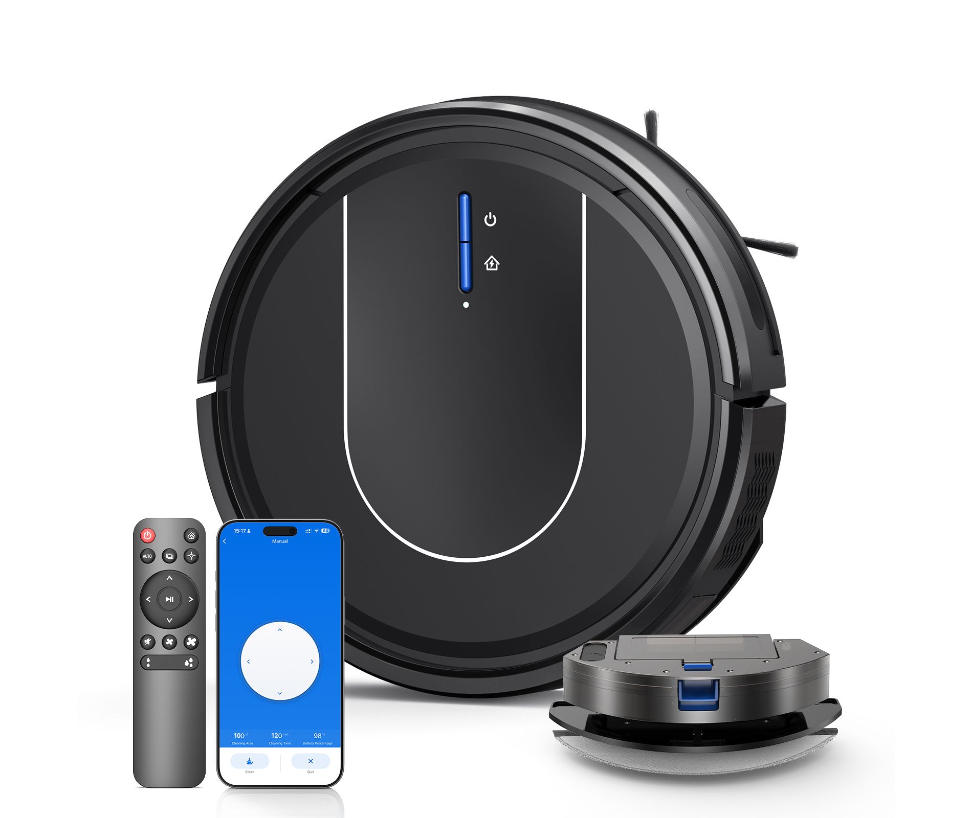 YOMA E2 Robot Vacuum and Mop Combo, 3000Pa Strong Suction, 2.8" Slim Design, 120min Runtime, App/Alexa Control, Self-Charging Robotic Vacuum Cleaner