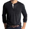 Men's Henley Shirt Long Sleeve Cotton Tee with Buttons - 3 of 4