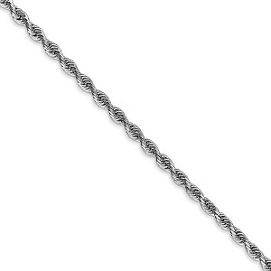 Black Bow Jewelry 2.75mm 10k White Gold D/C Quadruple Rope Chain Bracelet - 1 of 4