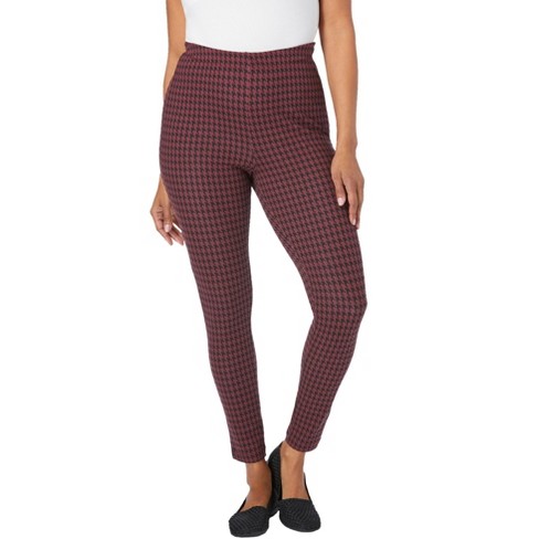 Jessica London Women's Plus Size Everyday Legging, 30/32 - Burgundy  Houndstooth : Target