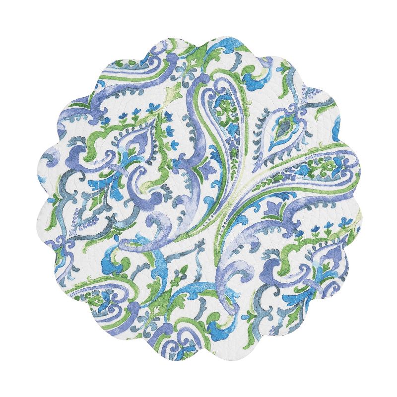 C&F Home Juliet Round Quilted Reversible Bright Paisley Placemat Set of 6, 3 of 10