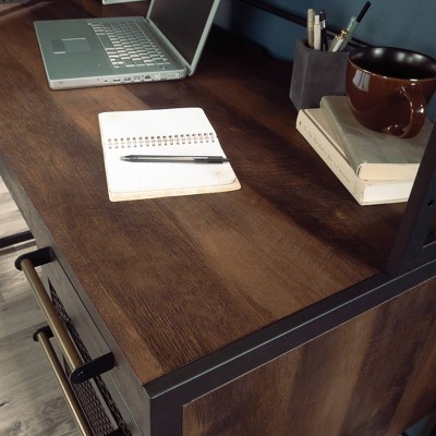 Barrel Oak Wood Desk with Hutch and Storage