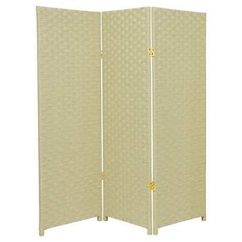 4 ft. Tall Woven Fiber Room Divider - Cream (3 Panels) - Oriental Furniture