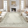 Washable Modern Floral Rug - Stain Resistant Indoor Carpet with Non-Slip Backing Low Pile Floor Cover for Living Room Bedroom Office Dining Room - 3 of 4