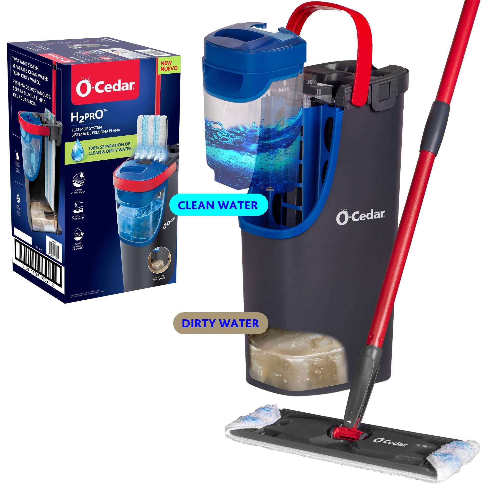 O-Cedar H2prO Flat Mop System: Steel Handle, Microfiber Head