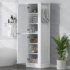 Whisen Tall Bathroom Storage Cabinet, Freestanding Storage Cabinet with Hooks and Adjustable Shelves - 3 of 4