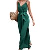 Anna-Kaci Women's Sleeveless V-Neck Wrap Jumpsuit with Adjustable Tie Waist and Wide Leg Pants - 3 of 4