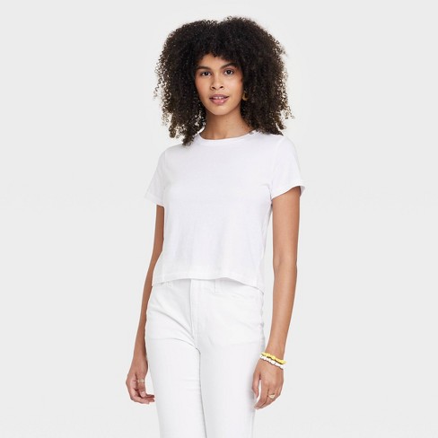 Women's Shrunken Short Sleeve T-shirt - Universal Thread™ White Xl : Target