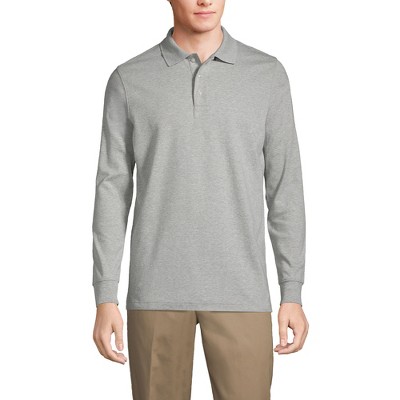 Lands' End School Uniform Men's Long Sleeve Interlock Polo Shirt