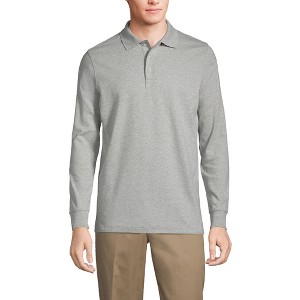 Lands' End School Uniform Men's Long Sleeve Interlock Polo Shirt - 1 of 4