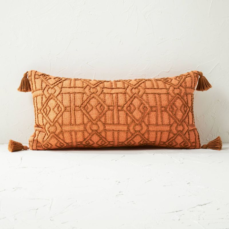 Oversized Diamond Lumbar Throw Pillow Terracotta - Opalhouse&#8482; designed with Jungalow&#8482;, 1 of 7