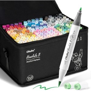 Ohuhu Alcohol Markers Brush Tip: 168-Color Double Tipped Art Marker Set for Artist Adults Coloring Illustrations -Honolulu B -Brush & Fine -Refillable - 1 of 4