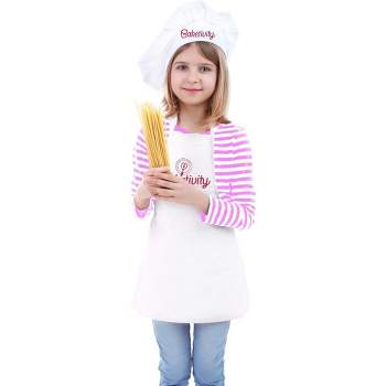 Baketivity Kids Chef Apron and Hat Set, Washable Chef Outfit, Young Chefs and Junior Bakers