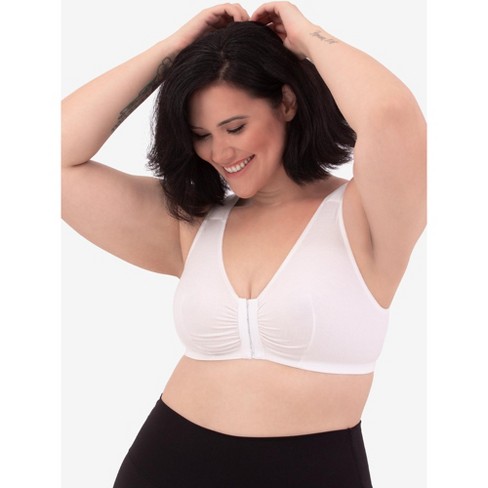 Leading Lady The Meryl - Cotton Front-closure Comfort & Sleep Bra In White,  Size: 56c/d/dd : Target
