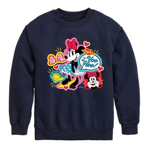 Boys' - Disney - Minnie Sticker Look Graphic Long Sleeve Fleece Sweatshirt - 1 of 4
