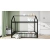 TOAOTBNBO Metal Bed with Semi-enclosed Space, Twin Size Bed Frame with Fence, Minimalist Platform Beds for Teens, Pink - 4 of 4