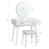 Costway Vanity Dressing Table Set Touch Screen 3 Lighting Modes Mirror Padded Stool - image 2 of 4