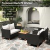 Tangkula 4 Piece Outdoor Conversation Set Patio Cushioned Chairs w/ Storage Coffee Table - 3 of 4