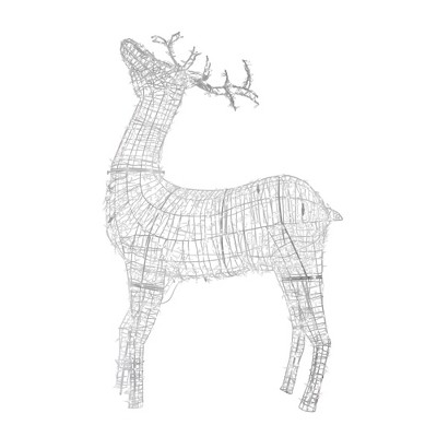 Northlight 9.5' Pre-lit Commercial Size 3D White Reindeer Christmas Outdoor Decoration