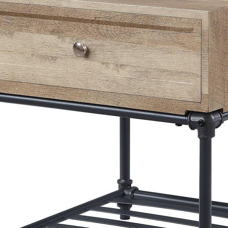 Brantley 22&#34; Drawer and 1 Tier Shelf Accent Tables Oak and Sandy Black - Acme Furniture, 4 of 9