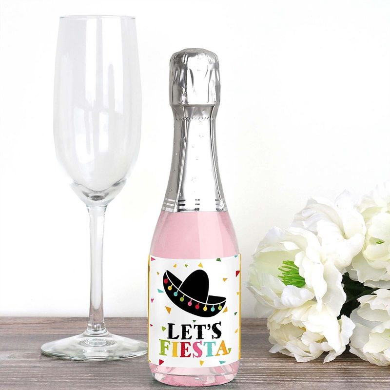 Big Dot of Happiness Let's Fiesta - Mini Wine and Champagne Bottle Label Stickers - Fiesta Favor Gift for Women and Men - Set of 16, 2 of 7