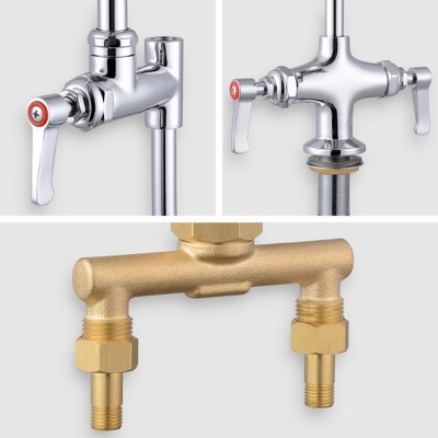 48" Chrome Wall Mounted Commercial Kitchen Faucet with Pull-out Spray
