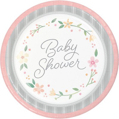  24ct Country Floral Baby Shower Paper Plates 