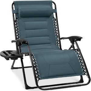 Best Choice Products Oversized Padded Zero Gravity Chair, Folding Outdoor Patio Recliner w/ Side Tray - 1 of 4