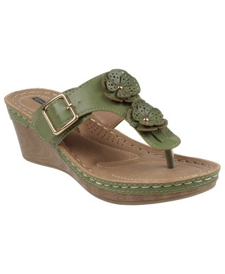 GC Shoes Narbone Flower Comfort Slide Wedge Sandals
