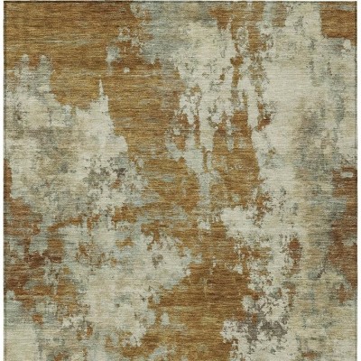 HomeRoots 8' X 10' Terra Cotta And Beige Abstract Washable Indoor Outdoor Area Rug