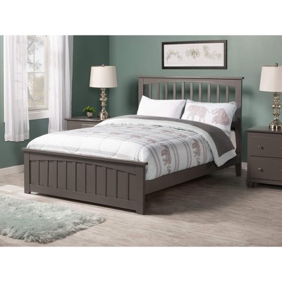 AFI Furnishings Mission Full Traditional Bed with Matching Footboard and Turbo Charger in Grey