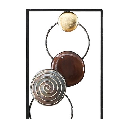 Mid-Century Modern 2-Piece Multicolor Metal Wall Sculpture Set