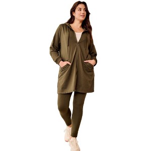 ellos French Terry Zip-Front Hoodie With Zip Pockets - 1 of 3