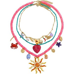 Boho Beach Necklace – Sea Shell & Star Pendant Multi-Chain Jewelry for Women - 1 of 4