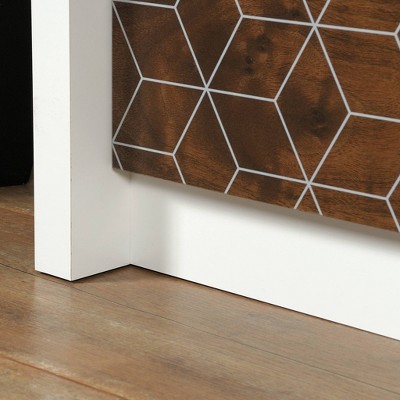 Soft White Double Dresser with Walnut Geometric Drawers