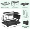 MaseiKar 2 Tier Dish Drying Rack for Kitchen Counter, Stainless Steel Dish Drainers with Drainboard, Utensil Holder, Cutting Board & Cup Holder - 4 of 4