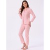 INSPIRE CHIC Women's Loungewear Button Up Cute Pattern Print Long Sleeve Notched Collar Pants Set with Pockets Pajama Set - 2 of 4