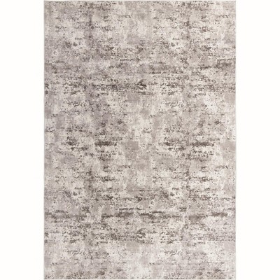 Stone Gray Abstract Synthetic 10' x 14' Easy-Care Area Rug