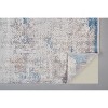 Ivory Gray and Blue Abstract Power Loom Area Rug With Fringe - 4 of 4