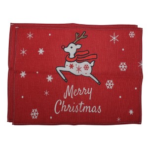 Unique Bargains Christmas Place Mats Linen Red White 13"x17.7" 2Pcs - 1 of 4