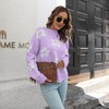 Women's Long Sleeve Pullover Sweater Kint Shirt Round Neck Fall Casual Loose Fit Daisy Floral Jacquard Knit Sweater Shirt Top Purple L - 3 of 4