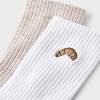 Girls' 2pk 'Croissant' Mid Crew Socks - art class™ White - 3 of 3