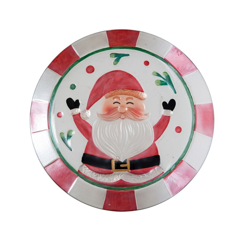 Transpac Glass 12 in. Multicolor Christmas Jolly Santa Platter, 2 of 3