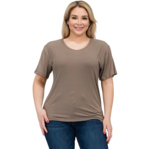 Slickblue Women's Plus Size Short Sleeve Tee, Soft Stretch Fit, Classic Round Neck, 10 Color Options, Size 1XL-3XL - 1 of 4
