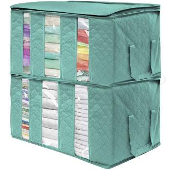 Sorbus 2pk 3 Sectional 24"x14"x11" Foldable Fabric Storage Organizer Bag Teal