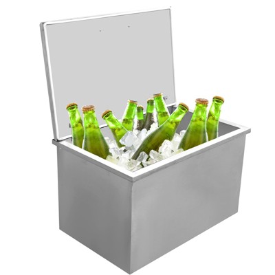 Drop in Ice Chest, Stainless Steel Commercial Ice Bin with Hinged Cover, Outdoor Kitchen Ice Bar for Drinks