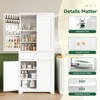 Mlezan 71" White Pantry Cabinet: 6 Doors, 4 Adjustable Shelves, 1 Drawer. Tall Storage Solution for Kitchen or Dining Room Organization. - 4 of 4