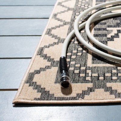 Gray and Beige Geometric Indoor/Outdoor Area Rug, 2' x 3'7"